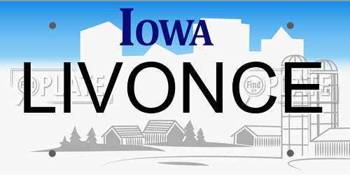 LIVONCE Iowa License Plate