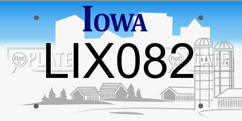 LIX082 Iowa License Plate