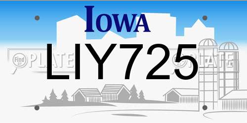 LIY725 Iowa License Plate