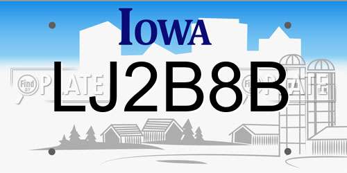 LJ2B8B Iowa License Plate