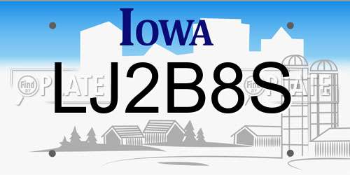 LJ2B8S Iowa License Plate