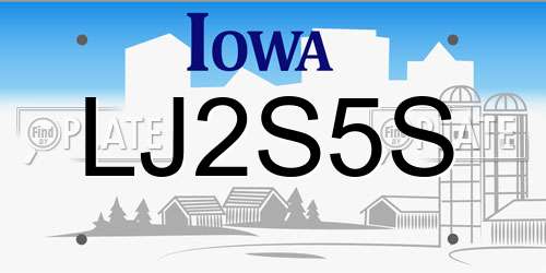LJ2S5S Iowa License Plate
