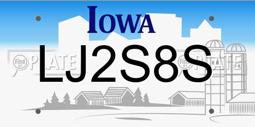 LJ2S8S Iowa License Plate