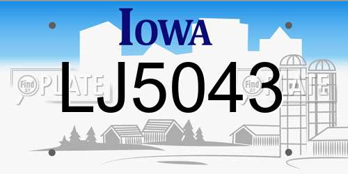 LJ5043 Iowa License Plate