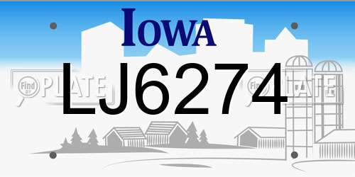LJ6274 Iowa License Plate