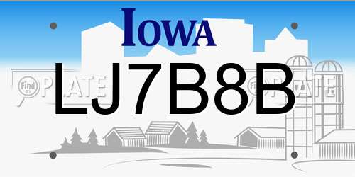 LJ7B8B Iowa License Plate