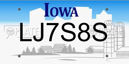 LJ7S8S Iowa License Plate
