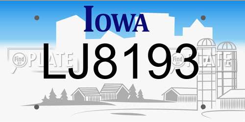 LJ8193 Iowa License Plate