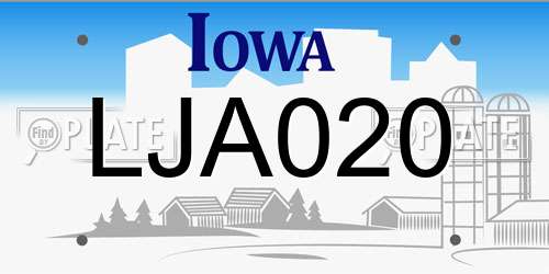 LJA020 Iowa License Plate