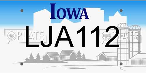 LJA112 Iowa License Plate