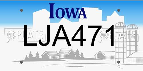 LJA471 Iowa License Plate