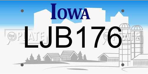 LJB176 Iowa License Plate