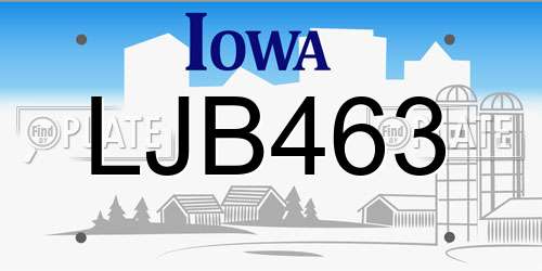 LJB463 Iowa License Plate