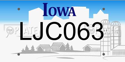 LJC063 Iowa License Plate