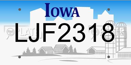 LJF2318 Iowa License Plate