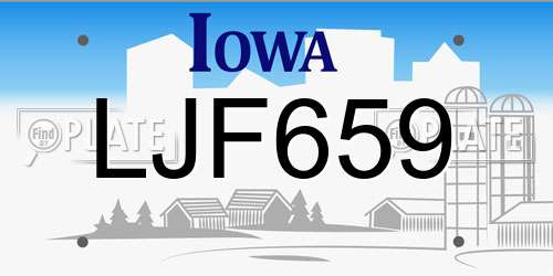 LJF659 Iowa License Plate