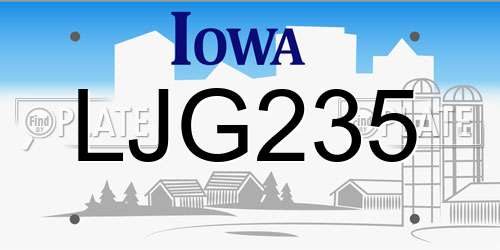 LJG235 Iowa License Plate