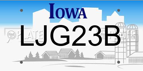 LJG23B Iowa License Plate