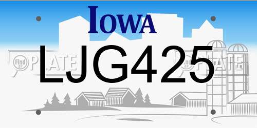 LJG425 Iowa License Plate