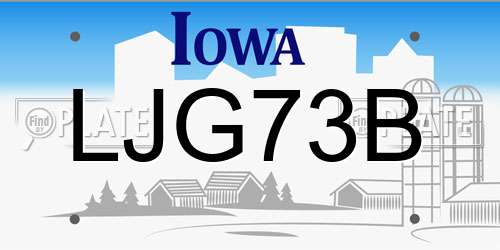 LJG73B Iowa License Plate