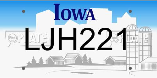 LJH221 Iowa License Plate