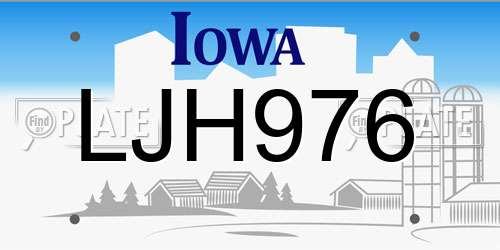 LJH976 Iowa License Plate