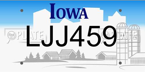 LJJ459 Iowa License Plate