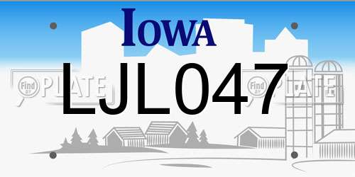 LJL047 Iowa License Plate