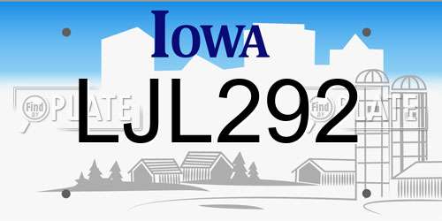 LJL292 Iowa License Plate