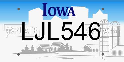 LJL546 Iowa License Plate
