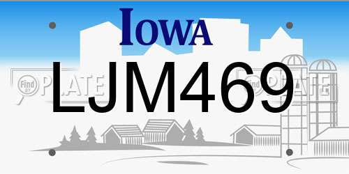 LJM469 Iowa License Plate