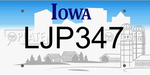 LJP347 Iowa License Plate
