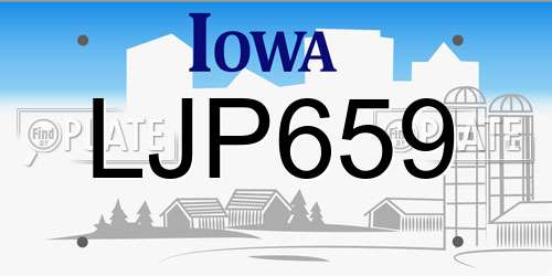 LJP659 Iowa License Plate