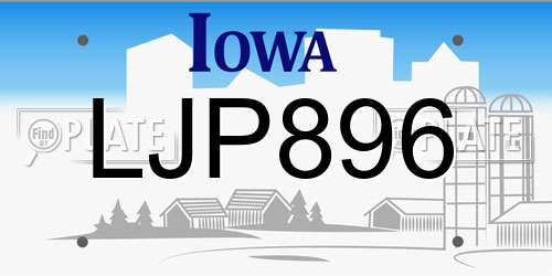 LJP896 Iowa License Plate