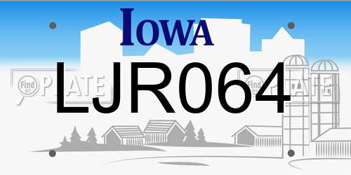 LJR064 Iowa License Plate