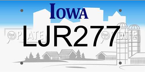 LJR277 Iowa License Plate