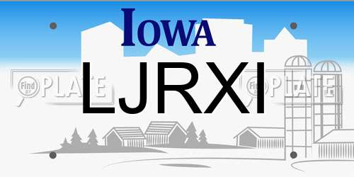 LJRXI Iowa License Plate