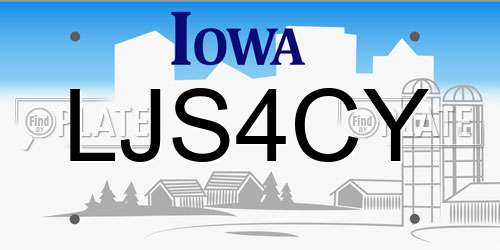 LJS4CY Iowa License Plate