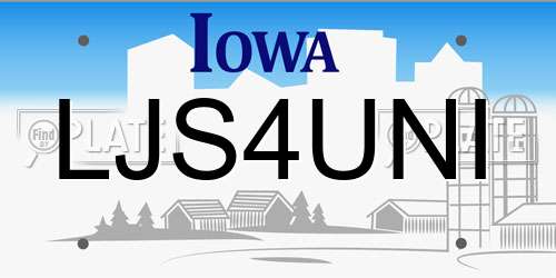 LJS4UNI Iowa License Plate