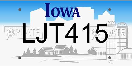 LJT415 Iowa License Plate