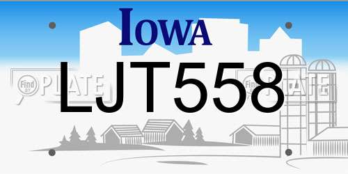 LJT558 Iowa License Plate