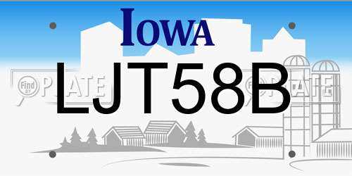 LJT58B Iowa License Plate