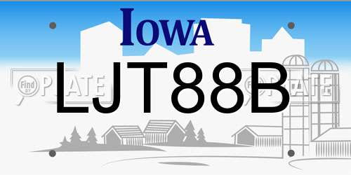 LJT88B Iowa License Plate