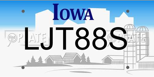 LJT88S Iowa License Plate