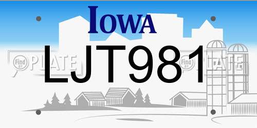 LJT981 Iowa License Plate