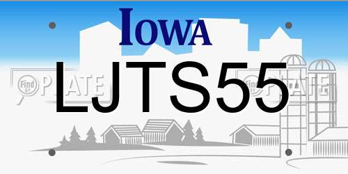 LJTS55 Iowa License Plate
