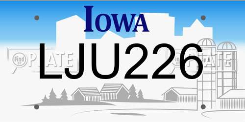 LJU226 Iowa License Plate