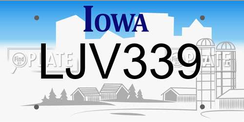 LJV339 Iowa License Plate