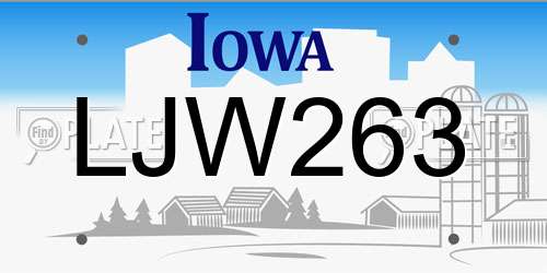 LJW263 Iowa License Plate