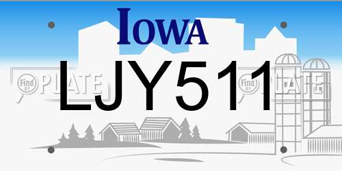 LJY511 Iowa License Plate